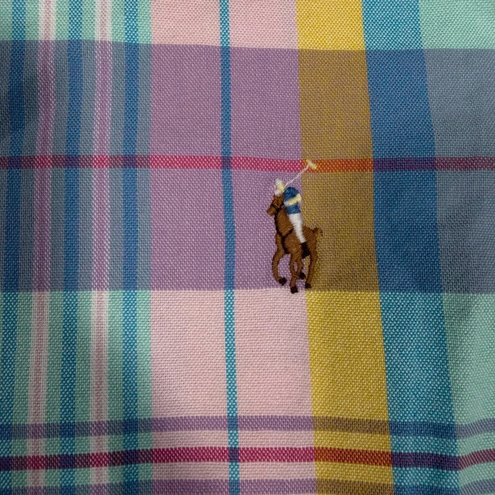 Polo Ralph Lauren Shirt Classic Fit Mens L Multi Cotton Plaid Pastel LS NWT